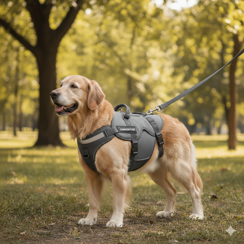 Best harness for senior dogs with padded support and easy-fit design for comfort and joint safety.