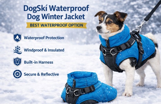DogSkí Waterproof Dog Winter Jacket - best winter coat with harness 2026.