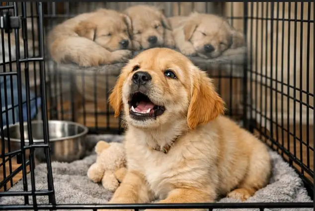 Crate training a puppy crying
